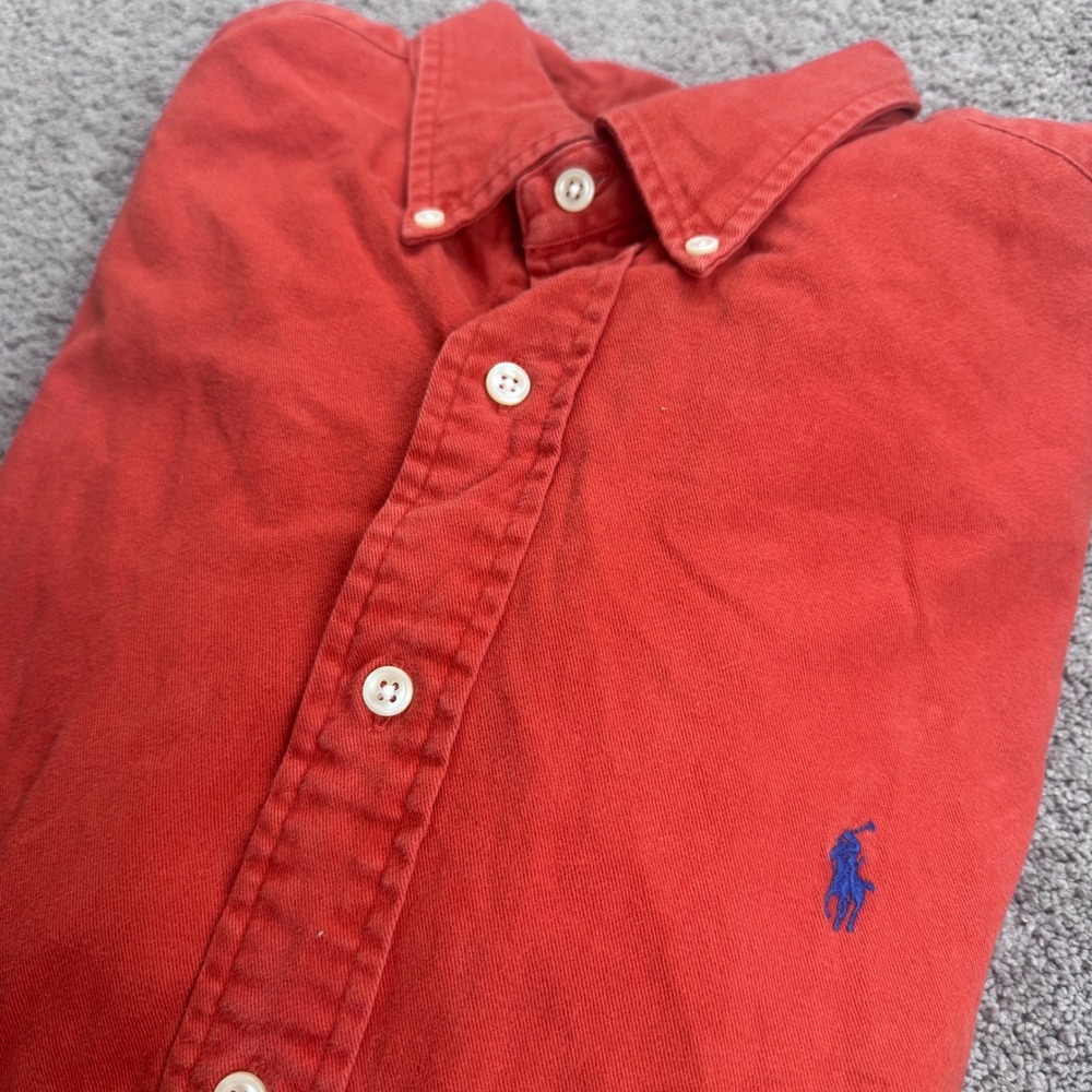 Ralph Lauren Men's XL 100% Cotton Long Sleeve Button Down Shirt Brickdust Red